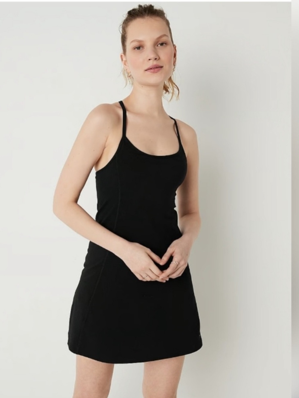 PINK Victoria's Secret Cotton Active Dress -Black with biker shorts